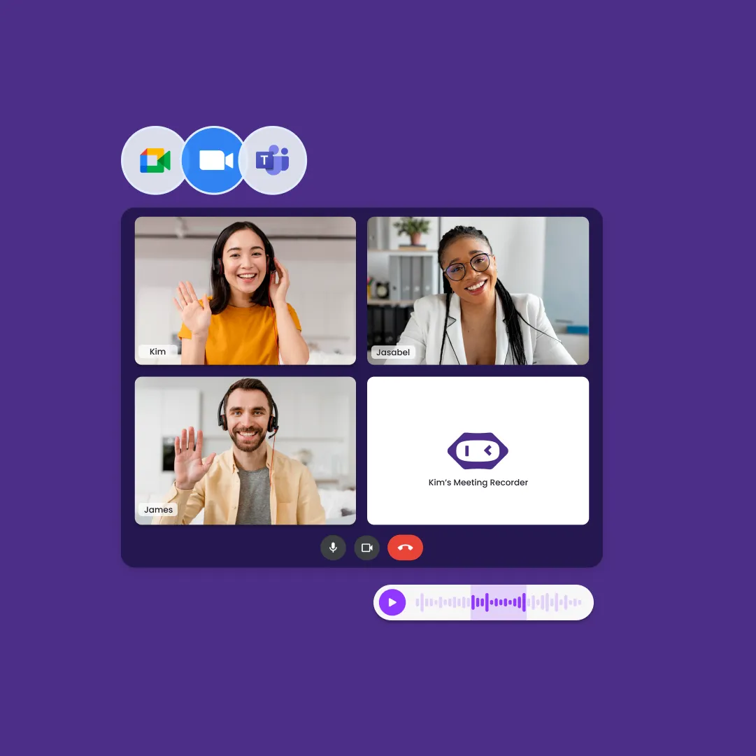 Pessoas participam da videochamada e compartilham atas de reuniões com a equipe